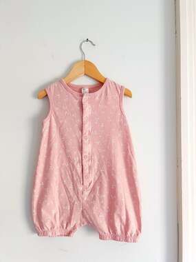 H&M Baby Girls Pink Floral Sleeveless Cotton Romper Size 2T